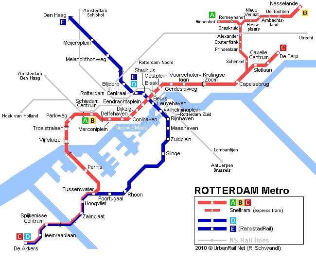 рэт Rotterdam tramvay xəritə